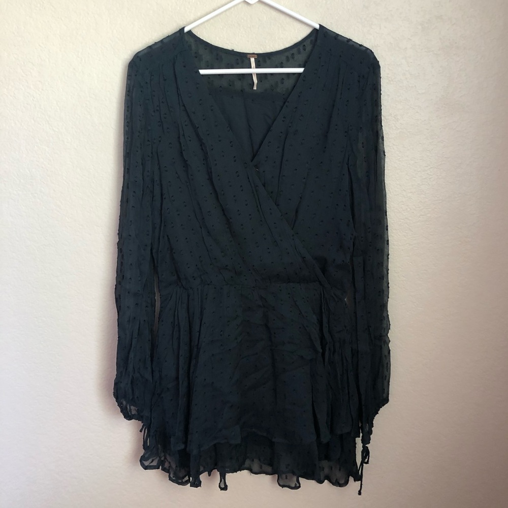 Free People Long Sleeve Surplice Dress Dahlia